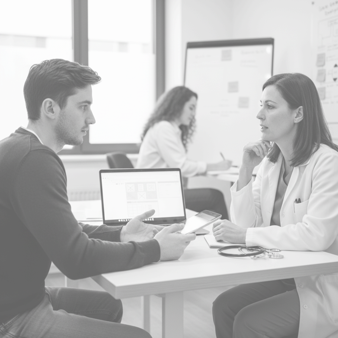 Mesa de vidrio con sillas blancas en un entorno minimalista de madera.
